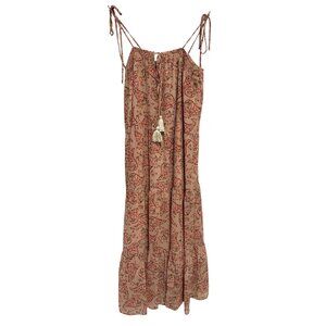Lush Midi Dress Size Small Tiered Paisley Tassel Tie Sleeveless Tie Strap NEW